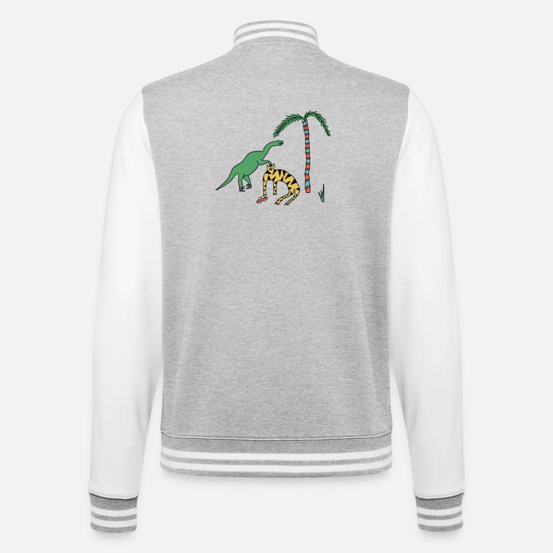 Tiger & Dino  - College-Sweatjacke - Grau meliert/Weiß