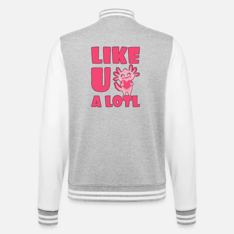 Comme U A Lotl Axolotl Heart - Veste Teddy - gris chiné / blanc