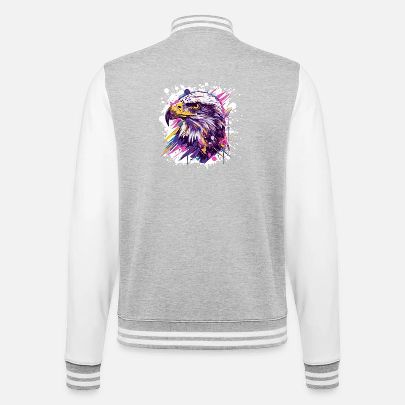 Farbexplosion Adlerkopf Kunst - College-Sweatjacke - Grau meliert/Weiß