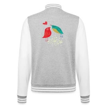 verliebte Vögel - College-Sweatjacke - Grau meliert/Weiß - Hinten - Marisol (170cm)