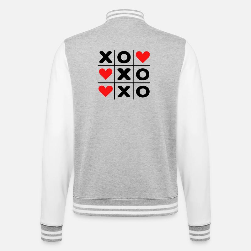 Cute Heart Pattern Love Minimal Design - College Sweat Jacket - heather grey/white