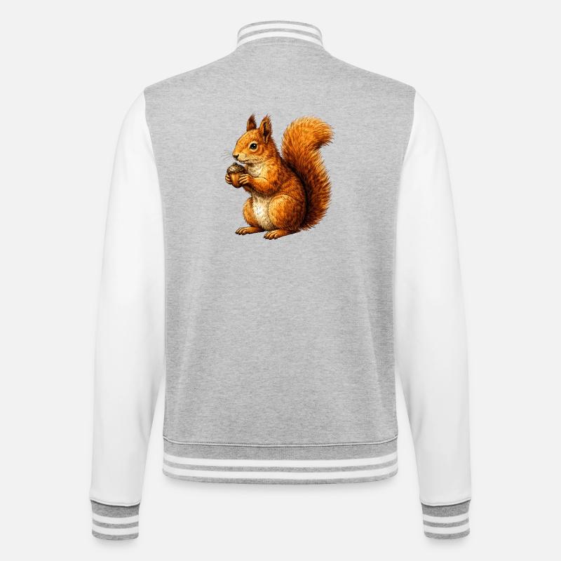 Cute squirrel with nut – animal illustration - College Sweat Jacket - heather grey/white