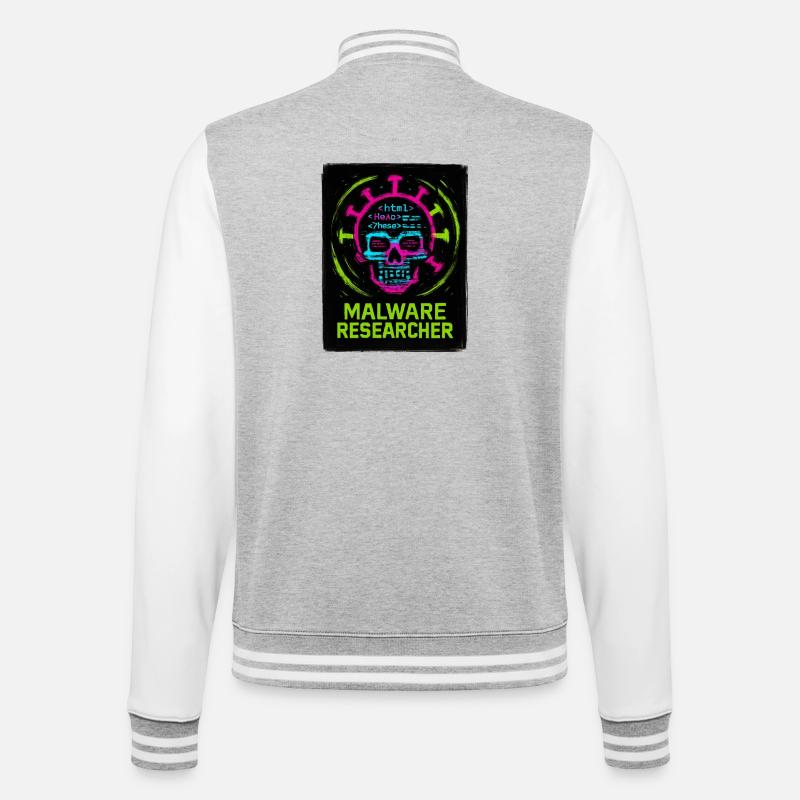 Cybersecurity: Malware Researcher - College Sweat Jacket - heather grey/white