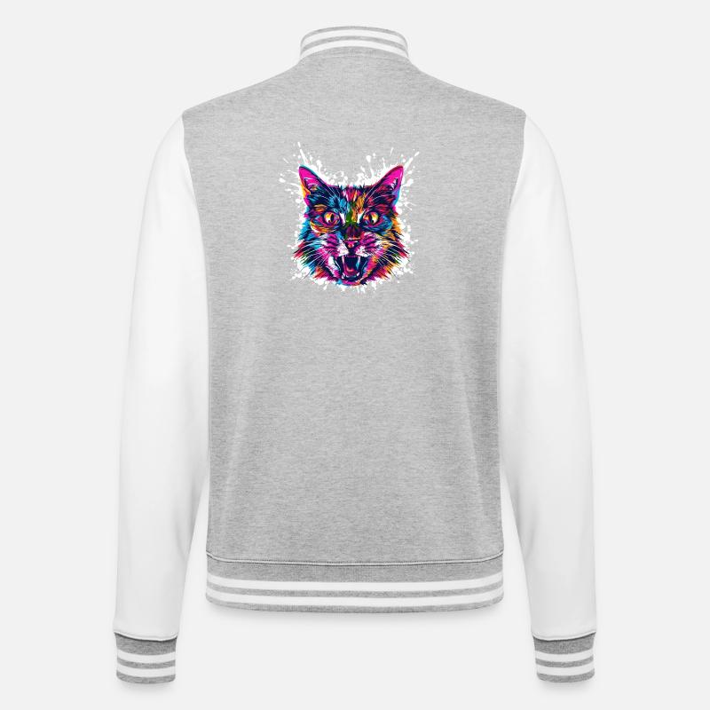 Katze Kunst Graffiti - College-Sweatjacke - Grau meliert/Weiß