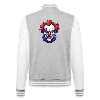 Motif de portrait de tête de clown horrifique de clown effrayant - Veste Teddy - gris chiné / blanc - Dos - Marisol (170cm)