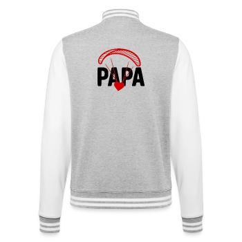 Papa Gleitschirm, Paragliding mit Herz - College-Sweatjacke - Grau meliert/Weiß - Hinten - Marisol (170cm)