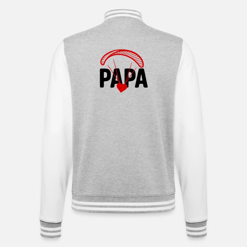 Dad Paragliding, Paragliding with Heart - College Sweat Jacket - heather grey/white