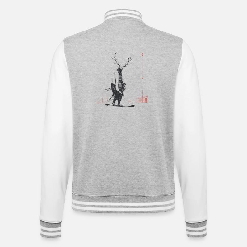 Waldgeist mit Geweihbaum - Veste Teddy - gris chiné / blanc