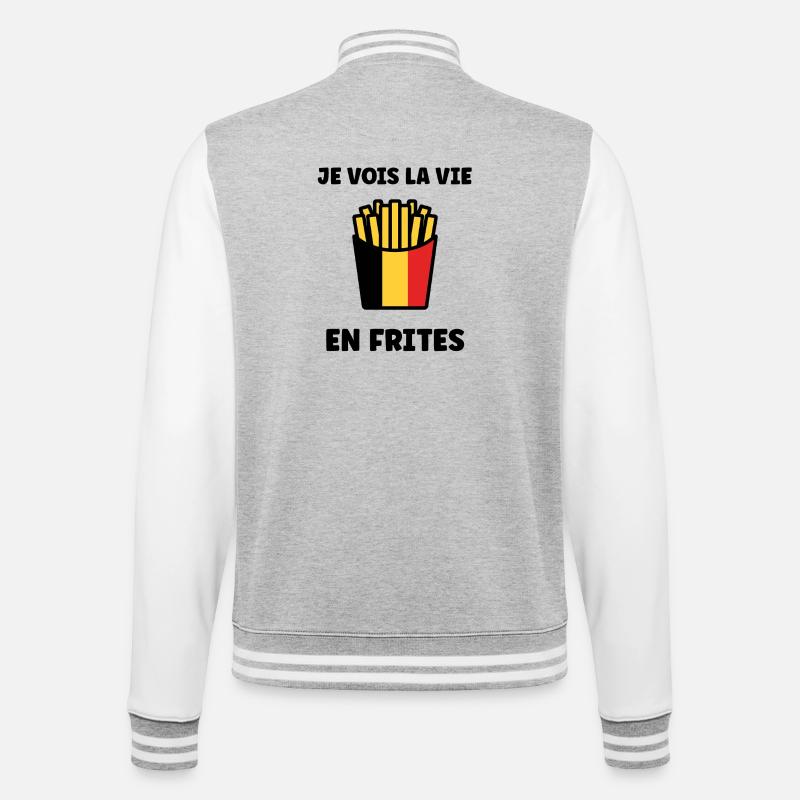 Frites Belges Drapeau Graphic - Veste Teddy - gris chiné / blanc