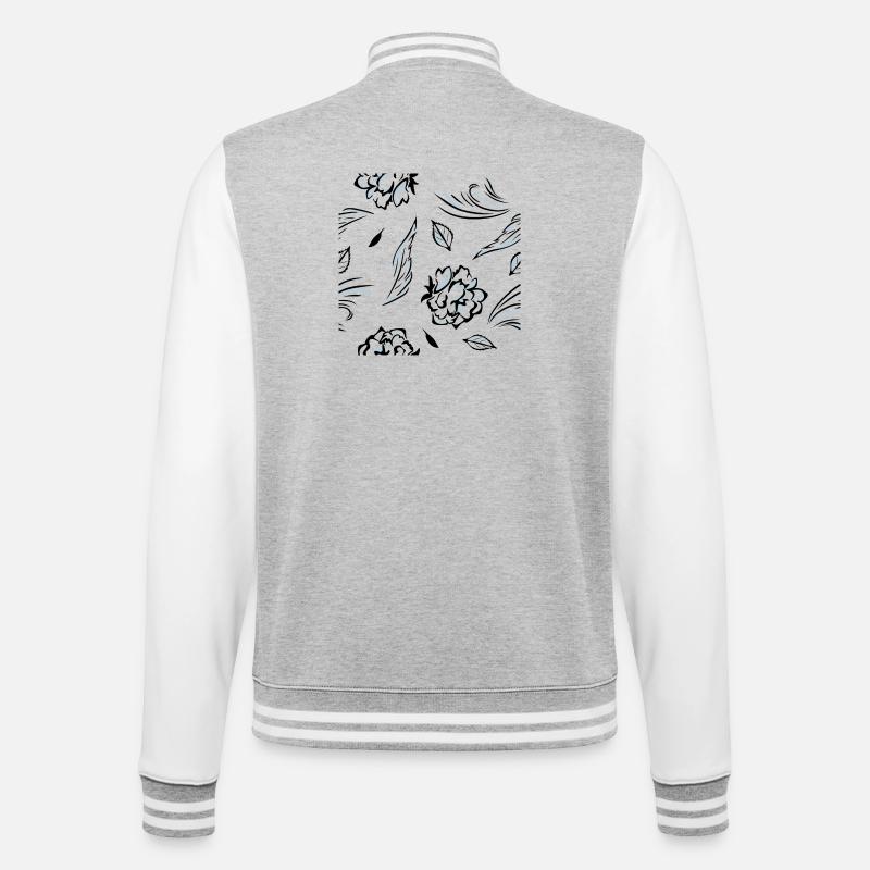 Seamless_pattern_with_roses - Veste Teddy - gris chiné / blanc