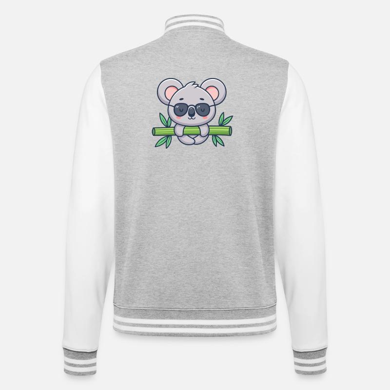 Koala on Solar Bamboo - College Sweat Jacket - heather grey/white
