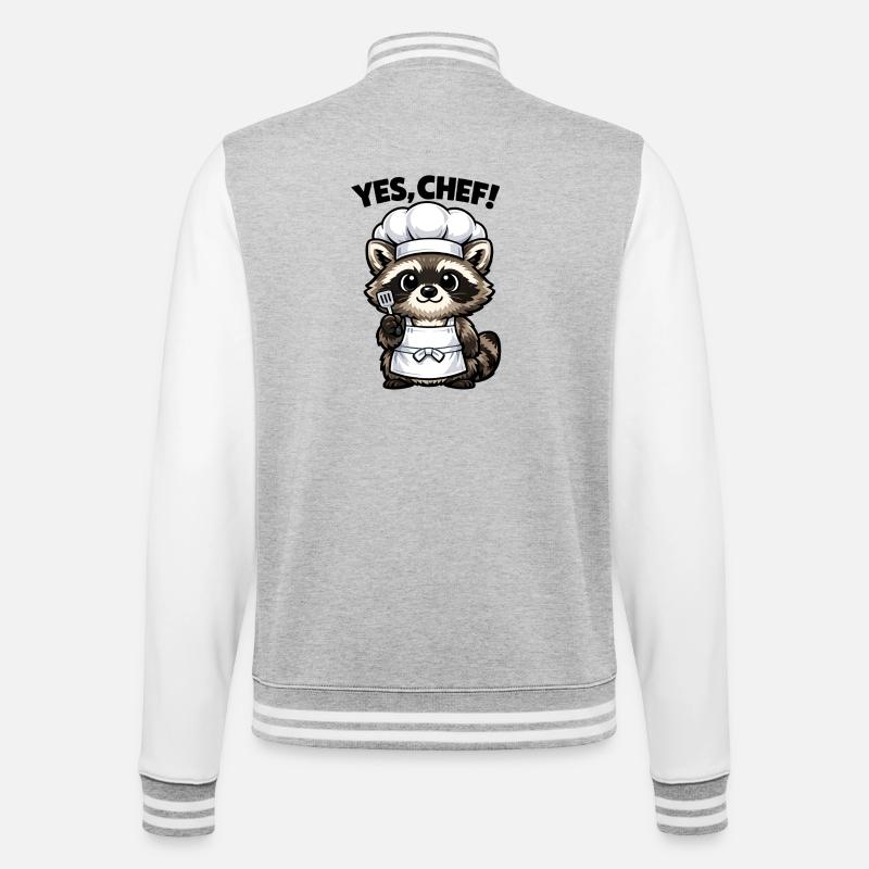 Dessin animé Cooking Raccoon Chef - Veste Teddy - gris chiné / blanc
