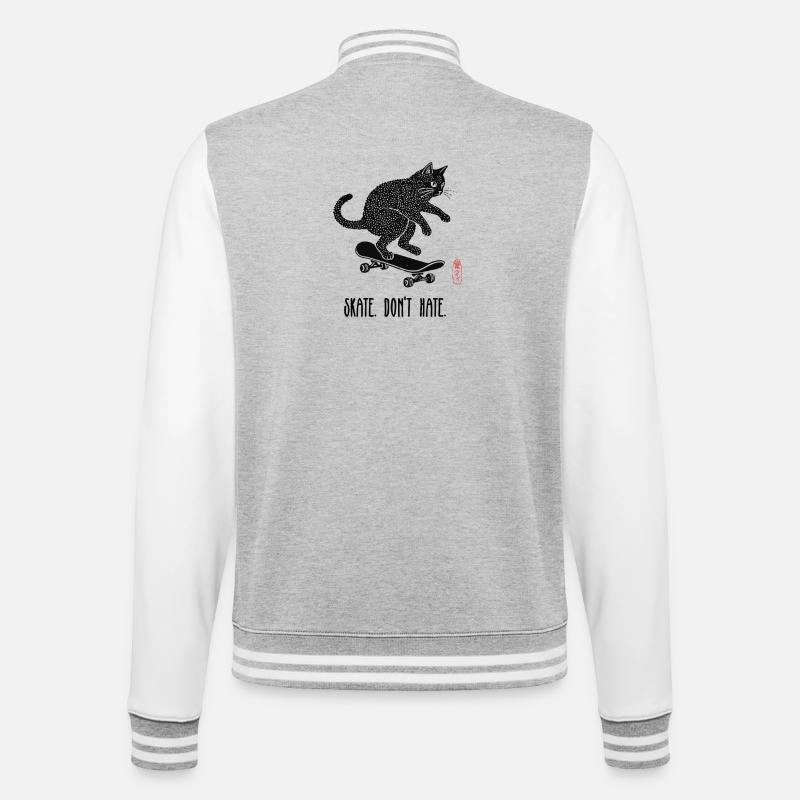 Skate, Don't Hate Kätzchen - College-Sweatjacke - Grau meliert/Weiß