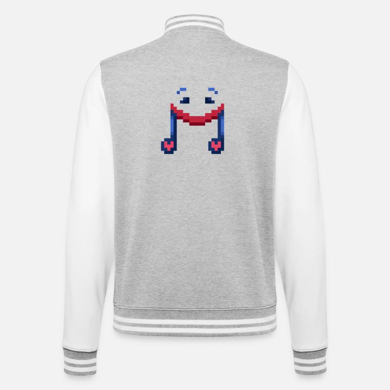 Smiling Musical Note Pixel Art - College-Sweatjacke - Grau meliert/Weiß