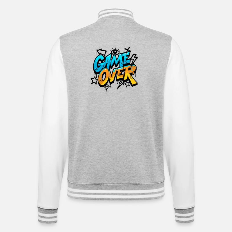 Game Over Graffiti Splash Tee - College Sweat Jacket - heather grey/white