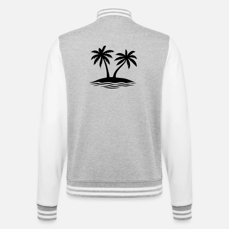 Île de la plage Palm Trees - Veste Teddy - gris chiné / blanc