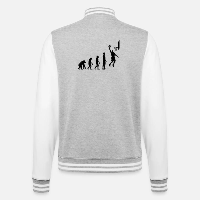 Basketball Evolution Human to Hoops Player - College-Sweatjacke - Grau meliert/Weiß