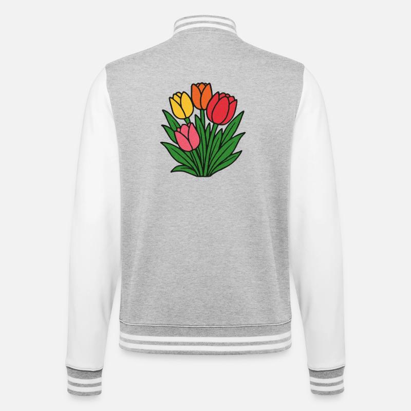 Tulip Patch Bloom - College Sweat Jacket - heather grey/white