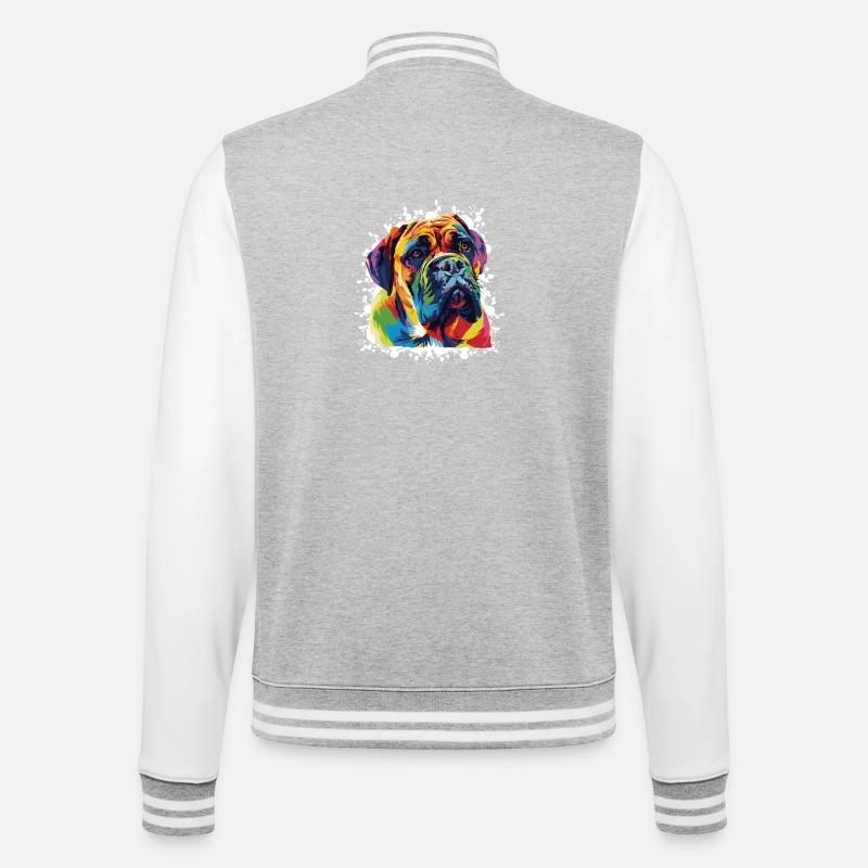 Boxer Hund Tier - College-Sweatjacke - Grau meliert/Weiß