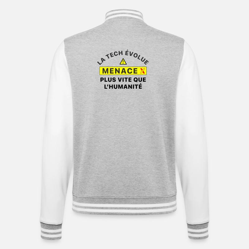 MenaceX_la_tech_evolue_plus_vite_que_l-humanite - Veste Teddy - gris chiné / blanc