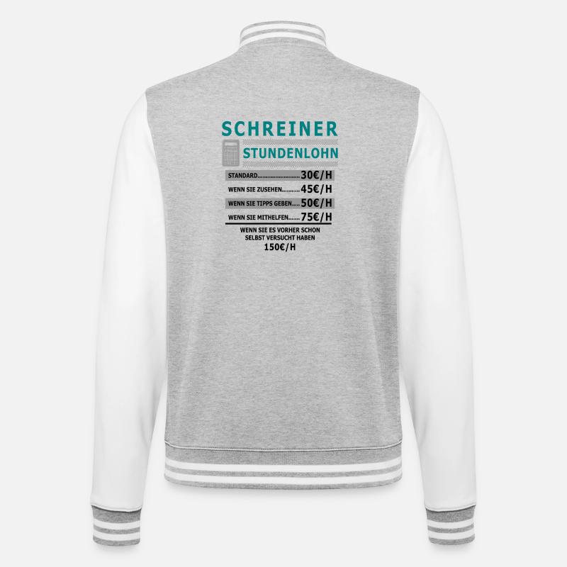 Schreiner Stundenlohn - College-Sweatjacke - Grau meliert/Weiß