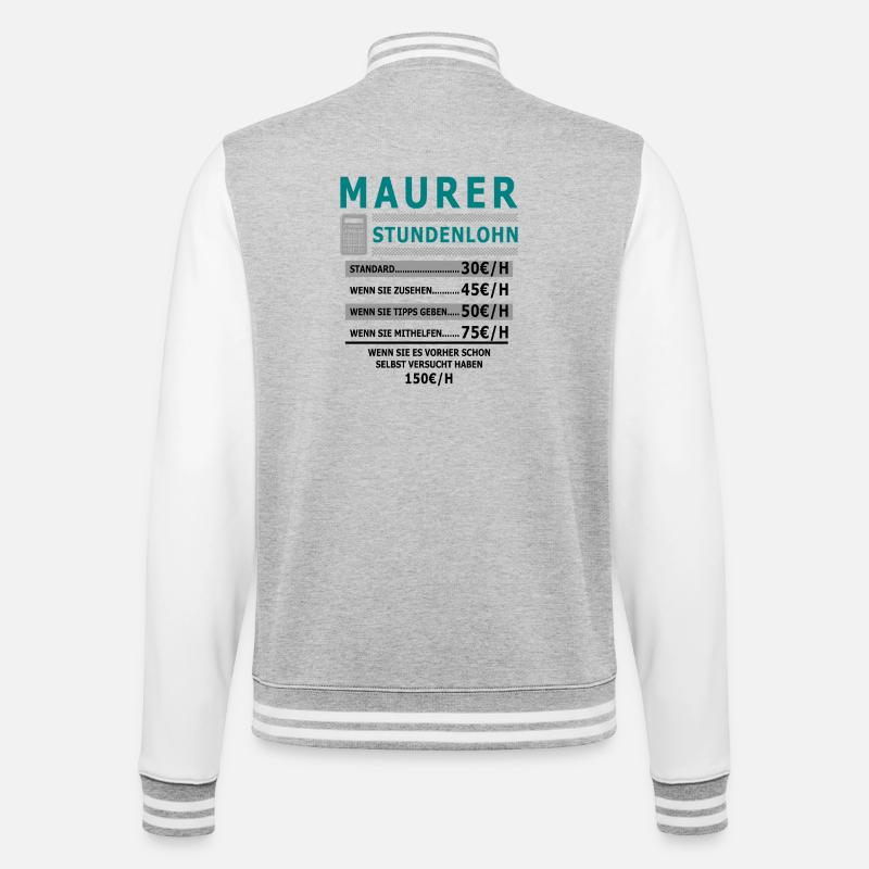 Bricklayer hourly wage - College Sweat Jacket - heather grey/white