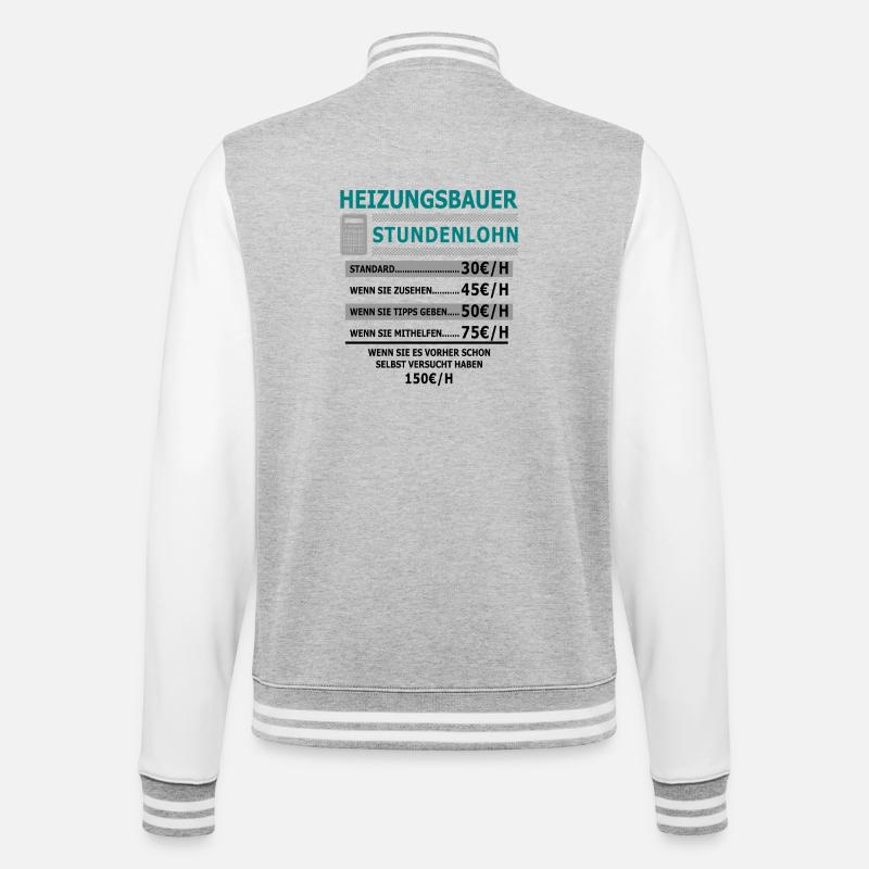 Hourly wage heating engineer - College Sweat Jacket - heather grey/white