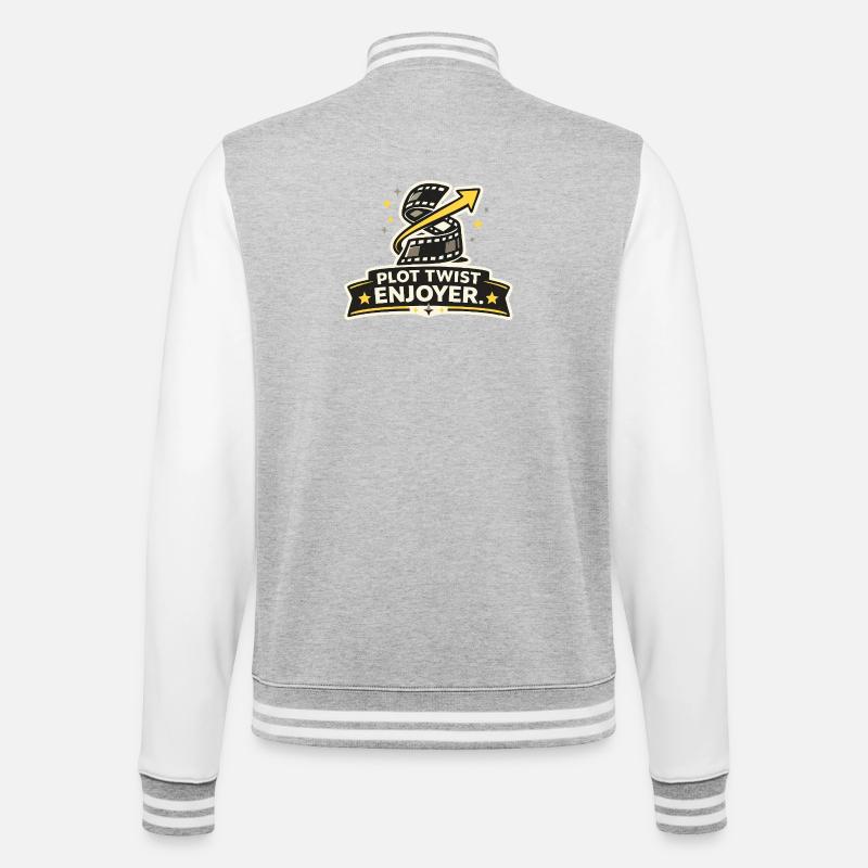 Plot Twist Enjoyer - College-Sweatjacke - Grau meliert/Weiß