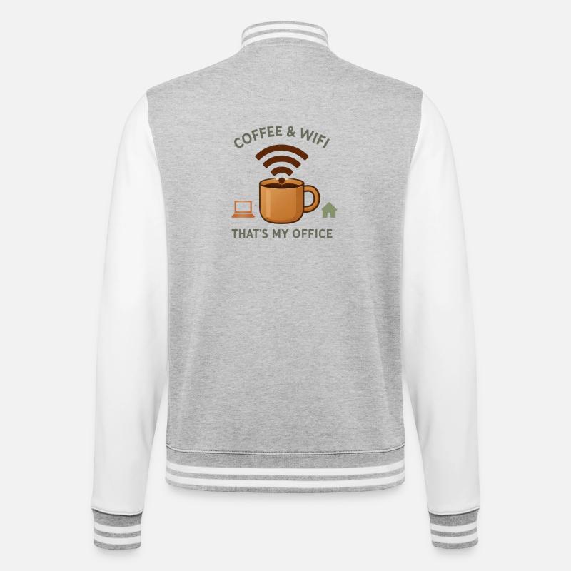 Café WiFi c'est mon bureau - télétravail - Veste Teddy - gris chiné / blanc