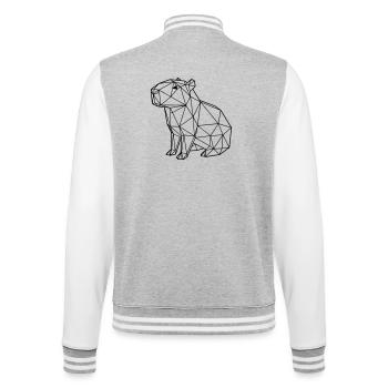 Capybara Geometric Origami Modern Animal Black - College Sweat Jacket - heather grey/white - Back - Marisol (170cm)
