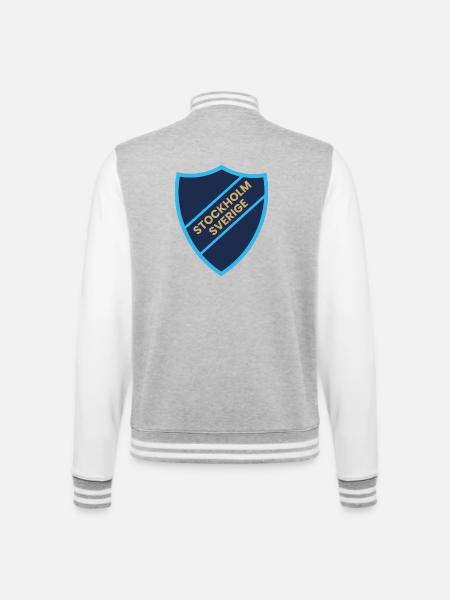 Stockholm Shield Graphic in Blue Tones - Collegesweatjacka - gråmelerad/vit