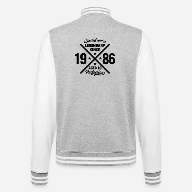 Édition limitée 1986 | Cadeau d’anniversaire - Veste Teddy - gris chiné / blanc