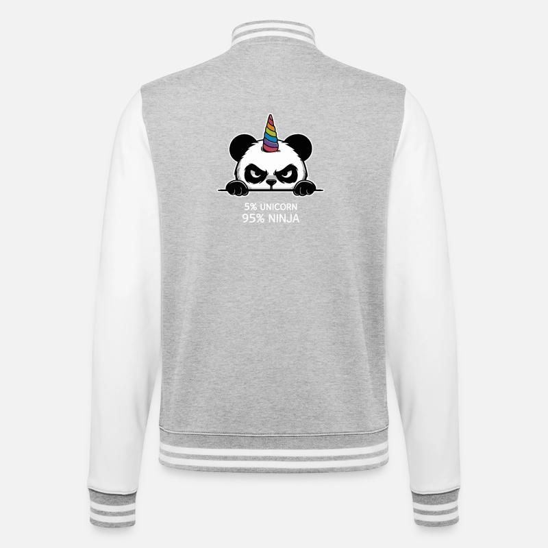 Panda Einhorn Ninja Spruch - College-Sweatjacke - Grau meliert/Weiß