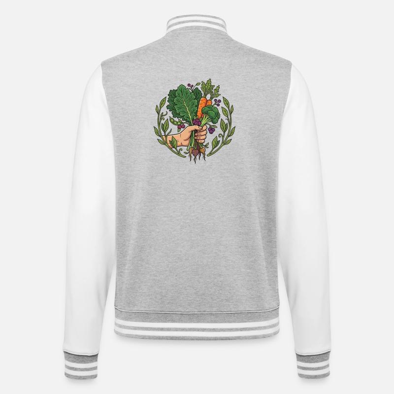 Erntehand Karotten & Wurzelgemüse - College-Sweatjacke - Grau meliert/Weiß