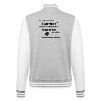 Tagesbedarf Superfood - College-Sweatjacke - Grau meliert/Weiß - Hinten - Marisol (170cm)