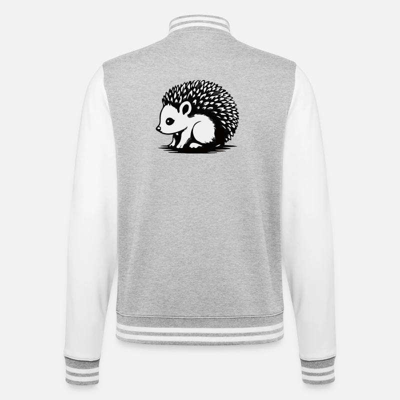 Monochrome Igel-Silhouette - College-Sweatjacke - Grau meliert/Weiß