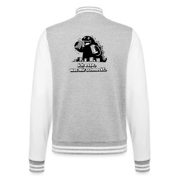 Monster isst, was ihm schmeckt - College-Sweatjacke - Grau meliert/Weiß - Hinten - Marisol (170cm)