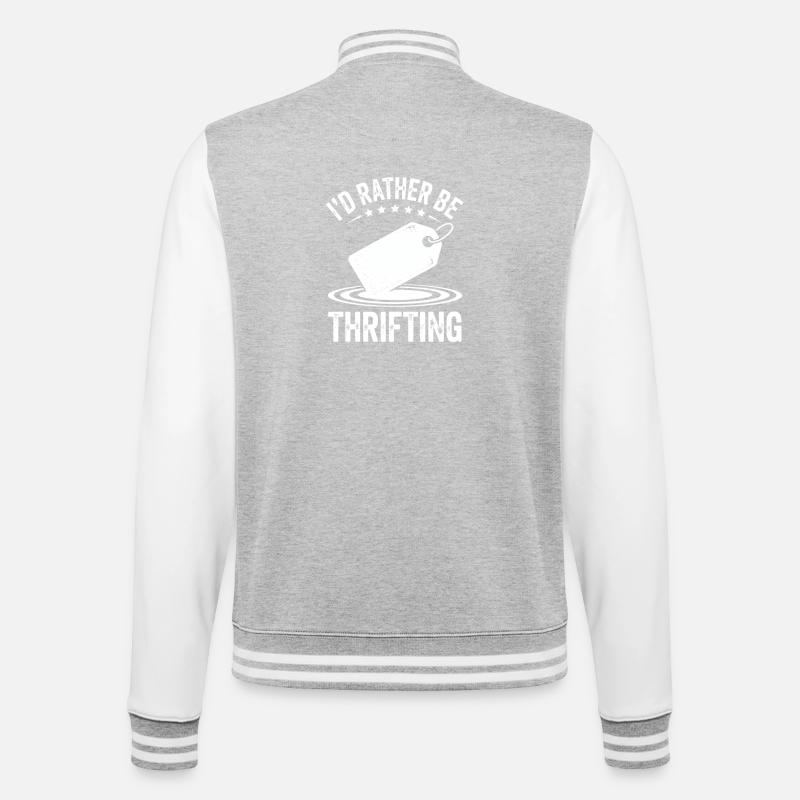 Secondhand-Enthusiasten-Motto Tee - College-Sweatjacke - Grau meliert/Weiß