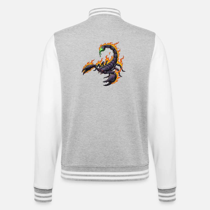 Scorpion with fire - College Sweat Jacket - heather grey/white