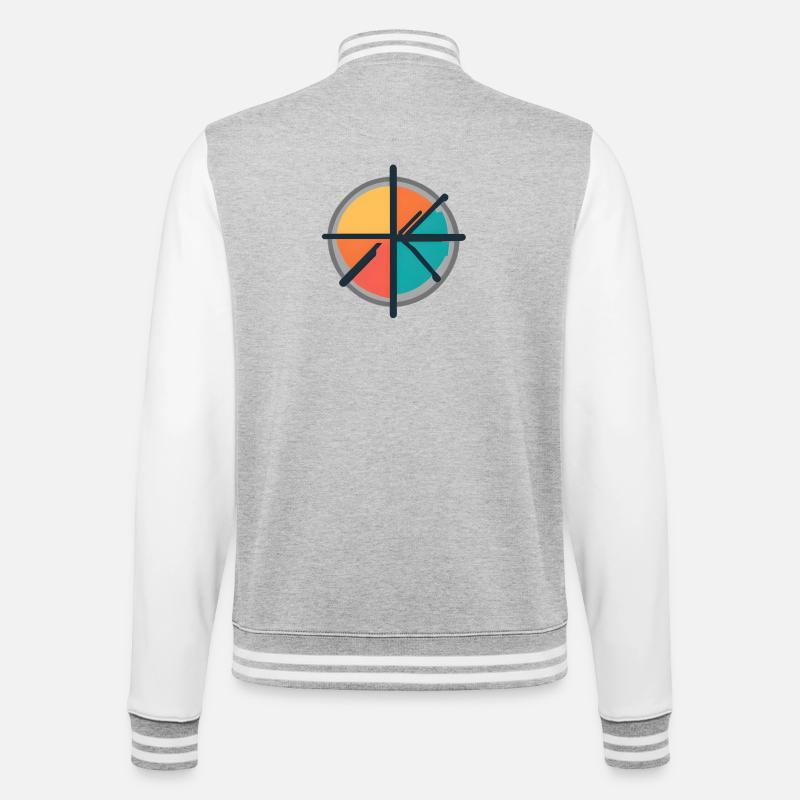 Minimal Geometric Circle Emblem - College-Sweatjacke - Grau meliert/Weiß
