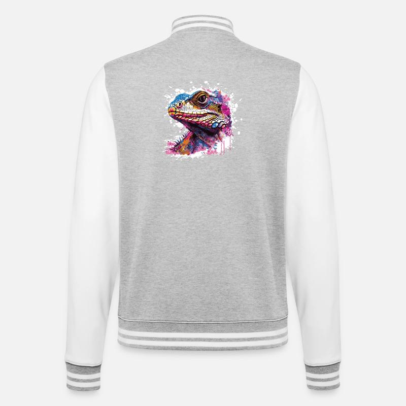 Graffiti de lézard - Veste Teddy - gris chiné / blanc