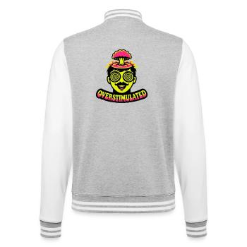 Overstimulated Neon Kopf - College-Sweatjacke - Grau meliert/Weiß - Hinten - Marisol (170cm)