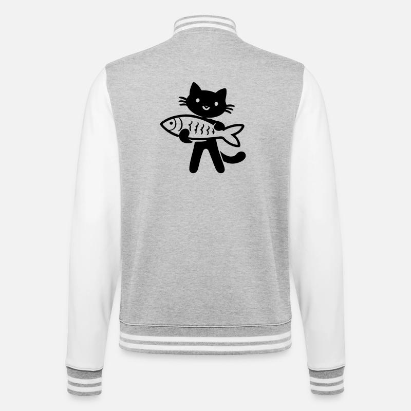 Poisson-chat - Veste Teddy - gris chiné / blanc