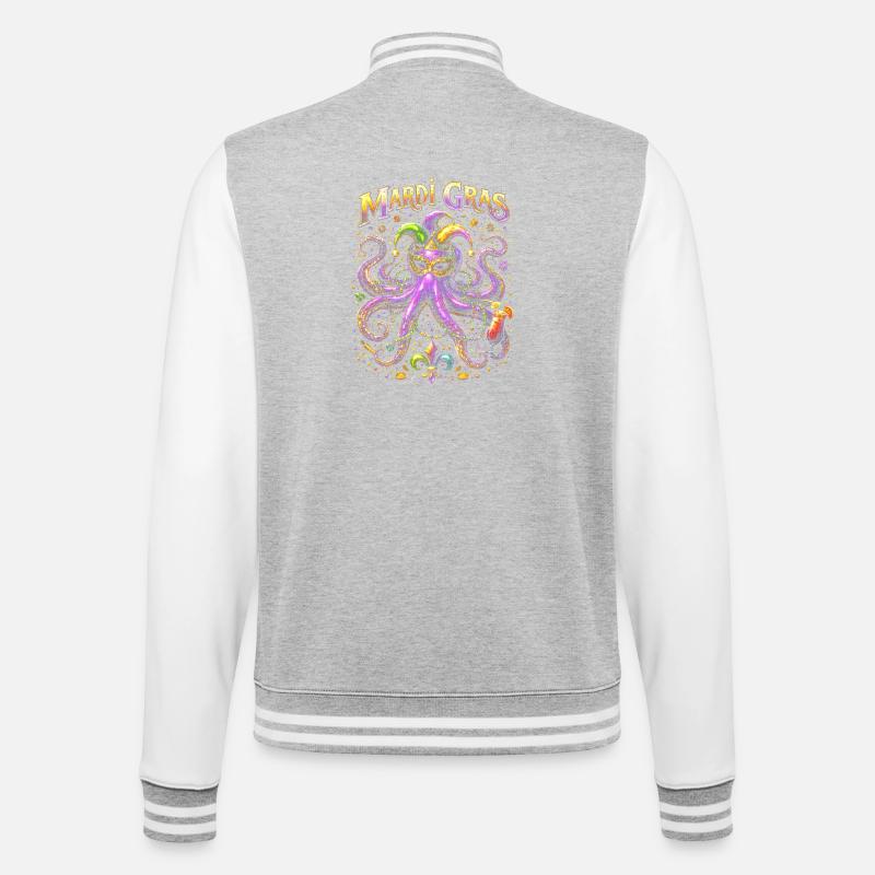 Masque de pieuvre de Mardi Gras - Veste Teddy - gris chiné / blanc