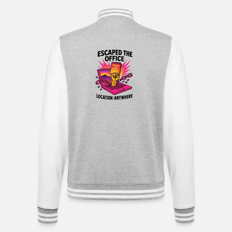 Telearbeit – Telearbeit – Voll-Fernarbeit - College-Sweatjacke - Grau meliert/Weiß