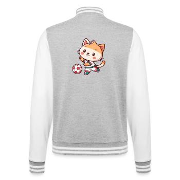 Katzenlieber Fußballspieler - College-Sweatjacke - Grau meliert/Weiß - Hinten - Marisol (170cm)