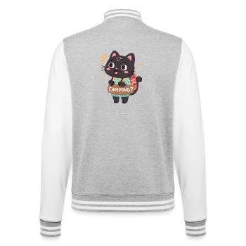 Buntes Camper-Kätzchen - College-Sweatjacke - Grau meliert/Weiß - Hinten - Marisol (170cm)