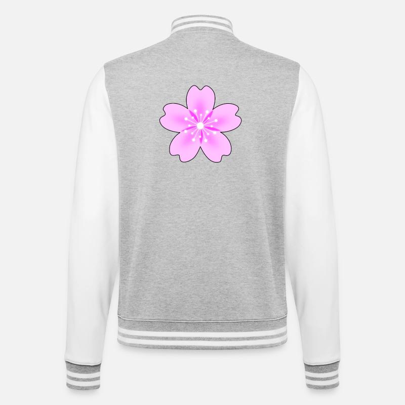 Fleur rose avec des rayons néon - Veste Teddy - gris chiné / blanc