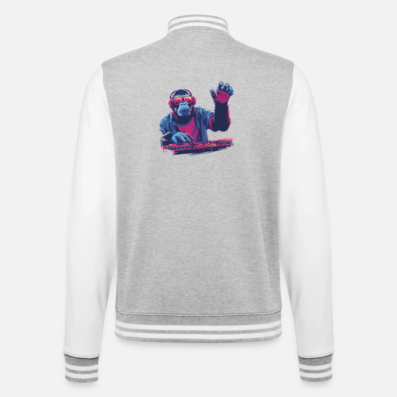 Cool DJ monkey - College Sweat Jacket - heather grey/white