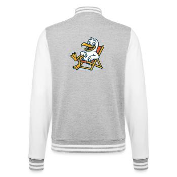 Canard décontracté sur chaise longue - Veste Teddy - gris chiné / blanc - Dos - Marisol (170cm)
